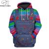 2019 New Fashion Men Hoodies 3D Full-Print Horror Movie Chucky Hoodie/Sweatshirt Apparel Cosplay Costume Unisex Hoody Streetwear