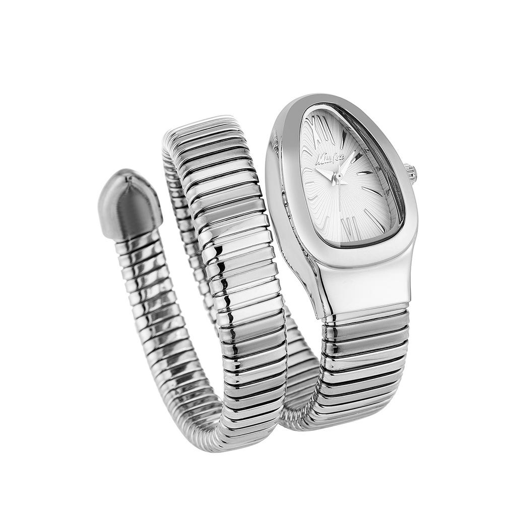 MISSFOX Snake Bracelet Fashion Women Watch Gold Stainless Steel Quartz Watch Women Casual Lady Wristwatch