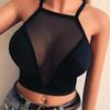 Женское нижнее белье, сексуальный укороченный топ с лямкой на шее, прозрачный бюстгальтер для йоги с перекрестной спиной, жилет, блузка для фитнеса
