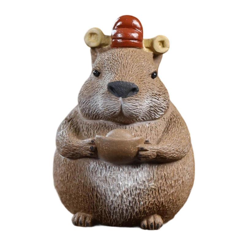 Capybara Figurine Animal Statue Tea Pet for Desk Bookshelf Living Room