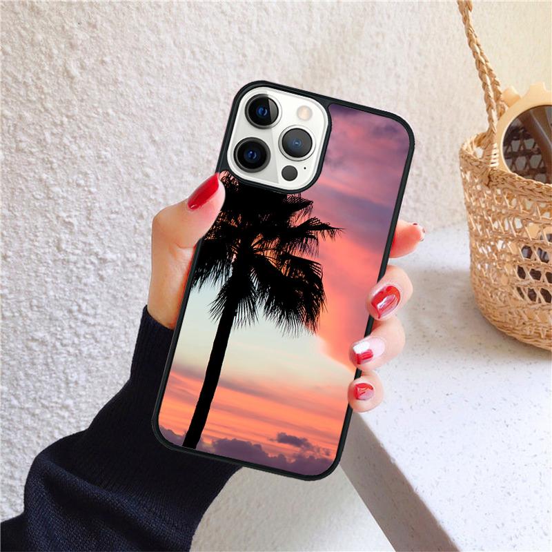 Пальмы небо мягкий Чехол для телефона Cover Для iPhone 17 Air 16 15 14 12 13 Pro Max Plus coque Shell Fundas