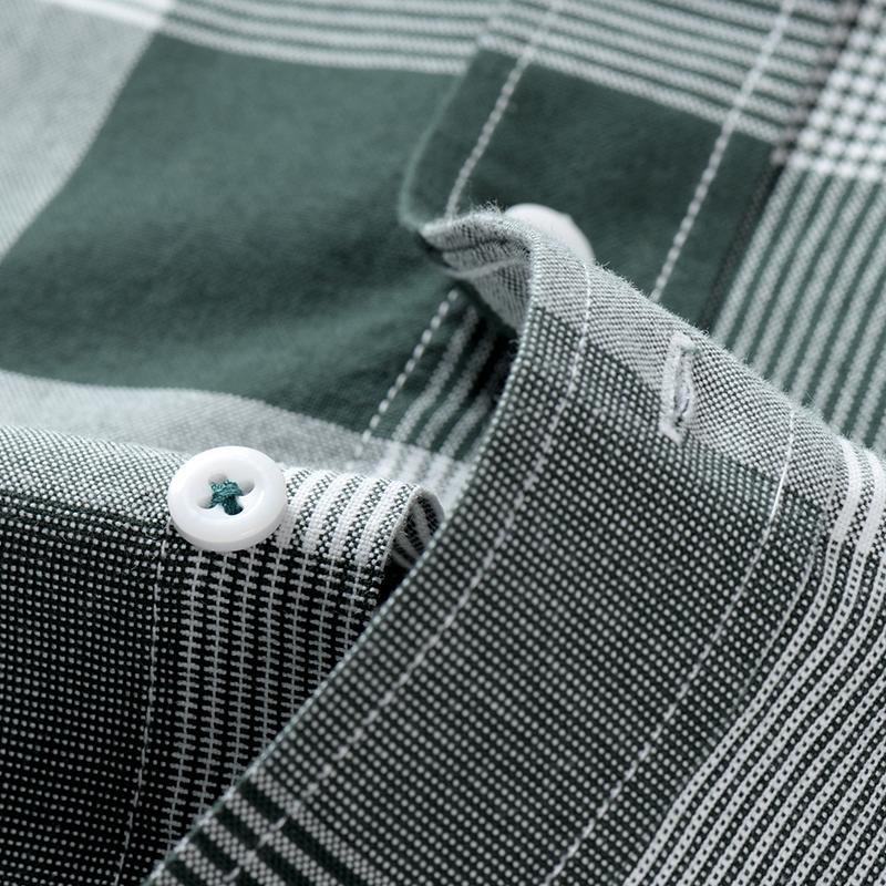 Классический покрой из чистого хлопка, деловая мужская клетчатая рубашка, качественные клетчатые мужские топы с длинными рукавами и нагрудным карманом, офисные повседневные