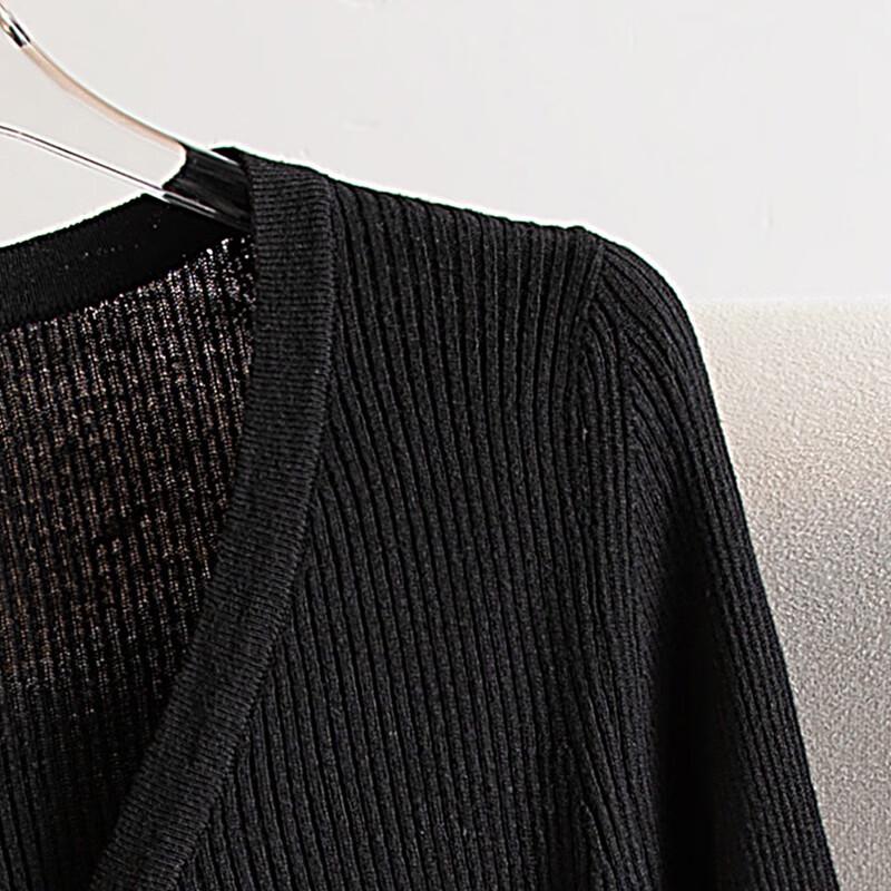 Женский вязаный кардиган SIBASHE с V-образным вырезом, длинными рукавами и приталенным силуэтом