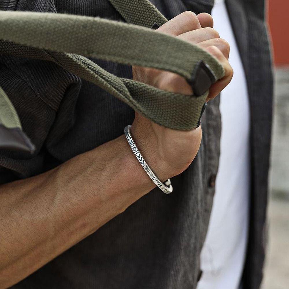 Подарок Нишевый Дизайн Тотемы Открытый Браслет Ретро Ручной Ремешок Мужской Браслет Модная Бижутерия Мужской Браслет