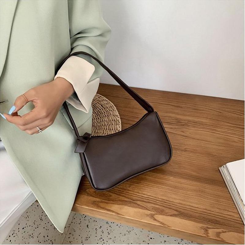 1 шт., винтажная сумка-багет, сумка из искусственной кожи, однотонная французская сумка под подмышками