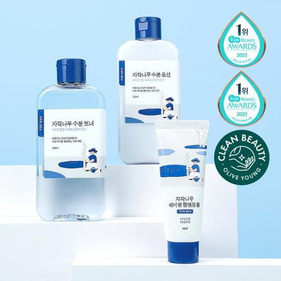 Round Wrap for Men Birch Toner/Lotion 2-piece Set (+ 40ml Shaving Foam Included)