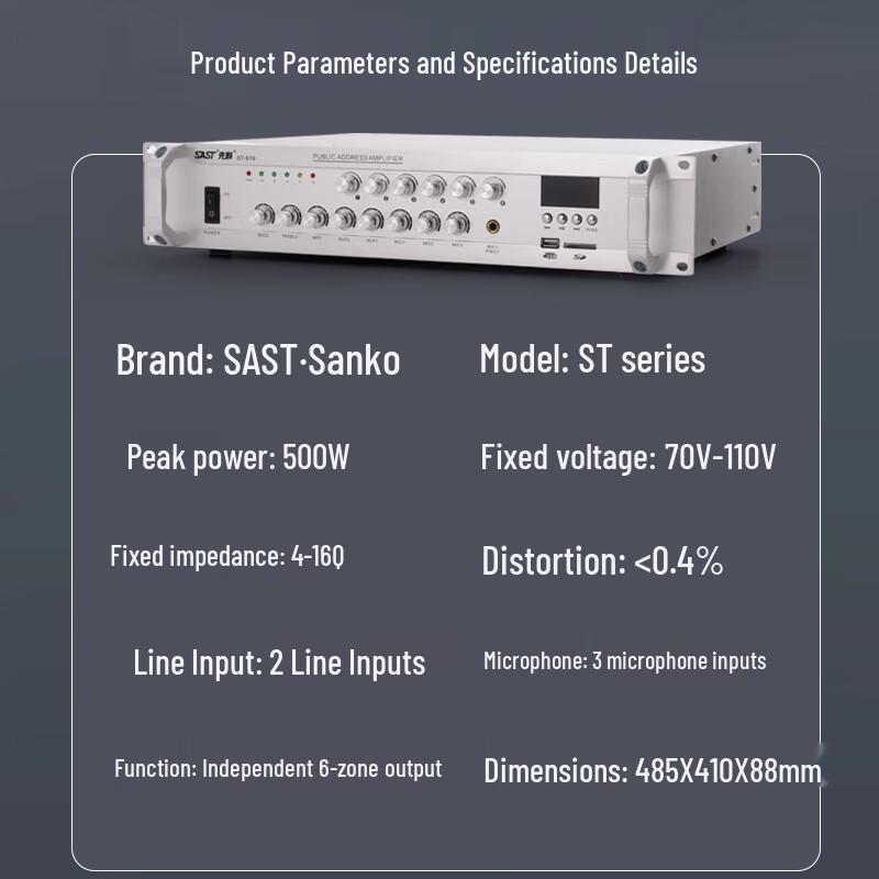 SAST PA-усилитель 500 Вт Bluetooth с постоянным напряжением, штепсель CN (адаптер в комплекте)