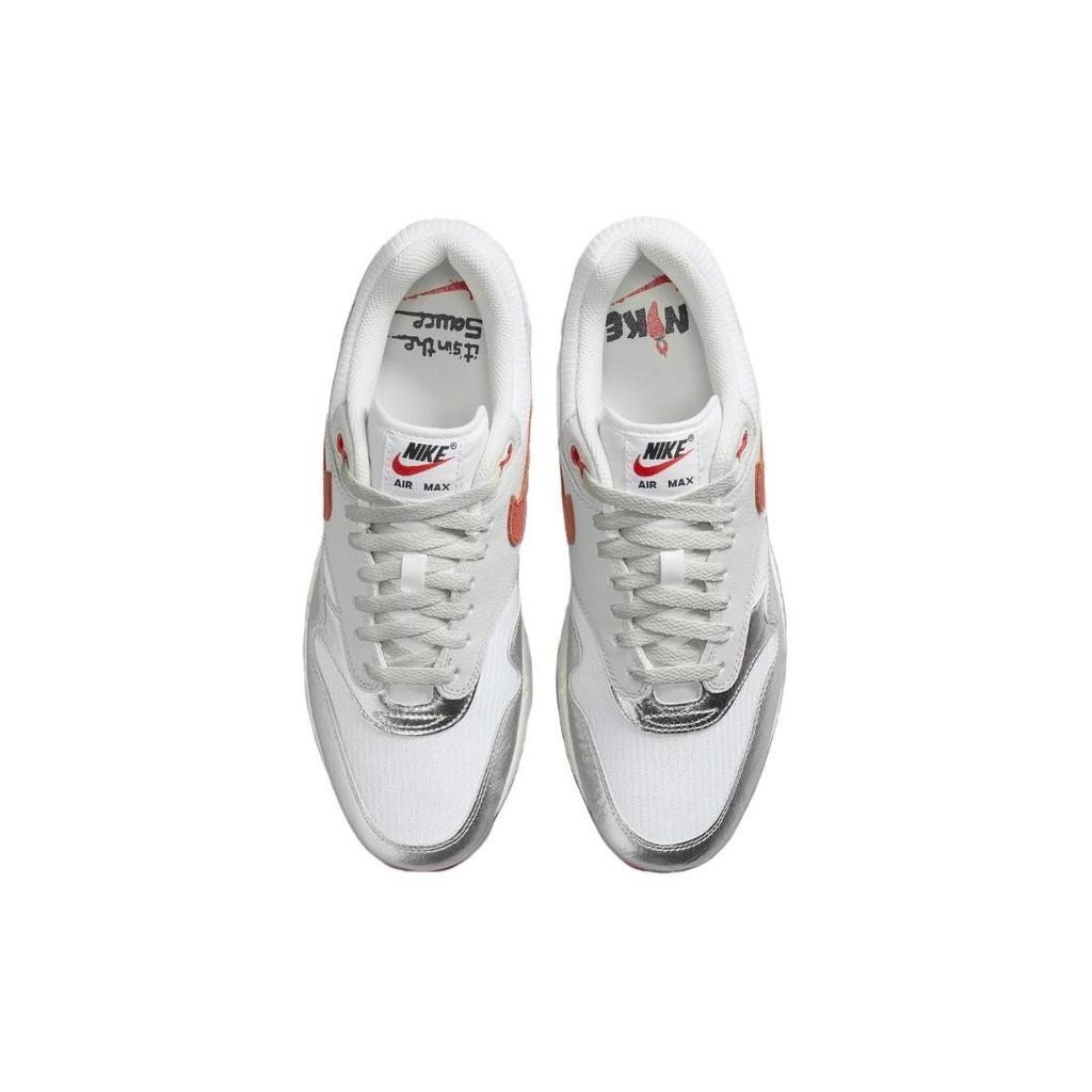 Nike Мужские кроссовки Air Max 1 Premium SE Hot Sauce серебристо-белые чили-красные HF7746-100