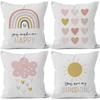 Modern Minimalist INS Rainbow Pillowcase Fresh Printed Linen Cushion Pillowcase Living Room Sofa