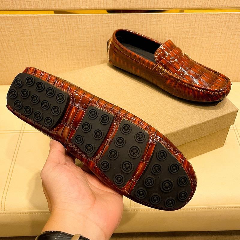 Pacecraft Shoes Men's Breathable Loafers - Casual Microfiber Leather Slip-On Shoes, Comfortable Rubber Sole, White/Burgundy/Green/Brown