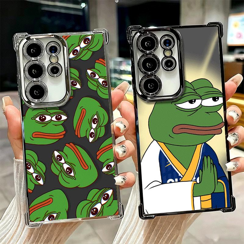 Смешной Грустный Лягушонок Пепе Мем Покрытие Чехол Для Телефона Для Samsung Galaxy S24 S25 FE S26 Edge S23 Ultra S22 S21 Plus S20 Противоударный Airaba