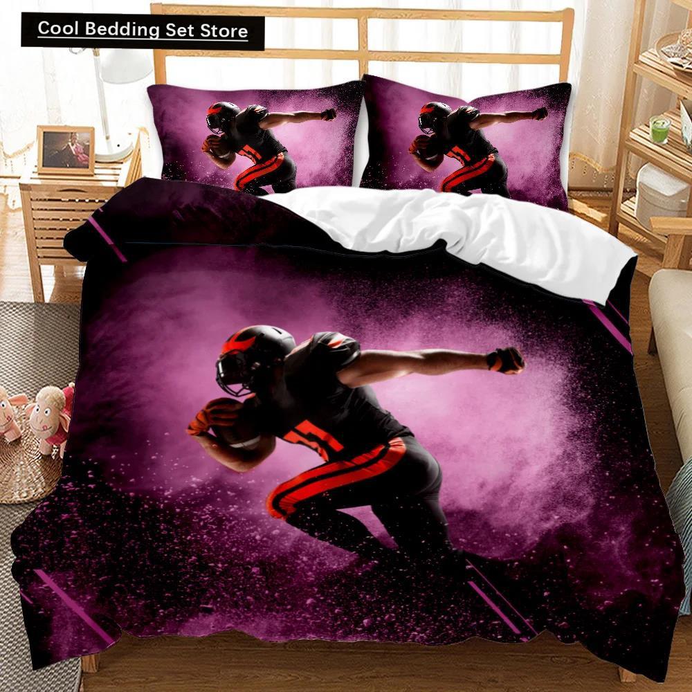 Футбольный комплект постельного белья Футбол с огнем Комплект постельного белья для подростков Футбольный комплект постельного белья Double Queen King Size из полиэстера