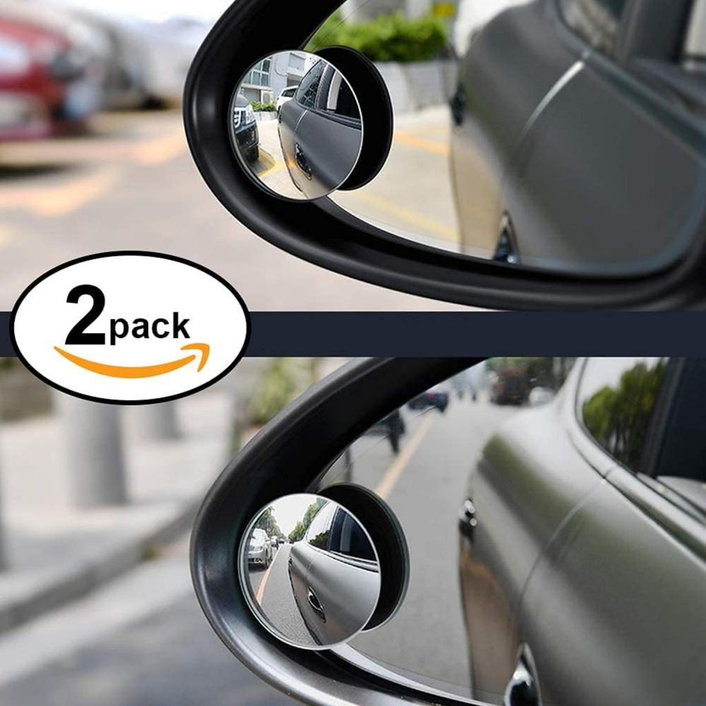 Blind Spot Mirrors for Cars, 2 Pack Round Frameless Blind Spot Adhesive Rotate Adjustable HD Glass Convex Side Mirror for Car SUV Van Truck Universal