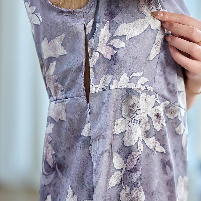 Элегантный летний комплект-двойка для зрелых женщин - пальто и платье в традиционном китайском стиле