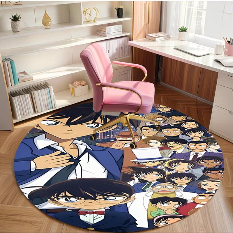 Detective Conan Print Round Rug, Washable Floor Carpet, For Entryway Dorm Laundry Room Office Study, Home Decor Birthday Christmas Gift