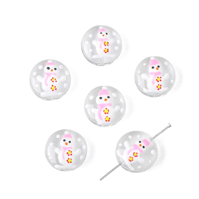 1 шт., 19 мм, рождественская серия, прозрачные цветные глазурные бусины, ручная роспись, капли масла, плоские круглые бусины для изготовления ювелирных изделий, DIY, очаровательное украшение