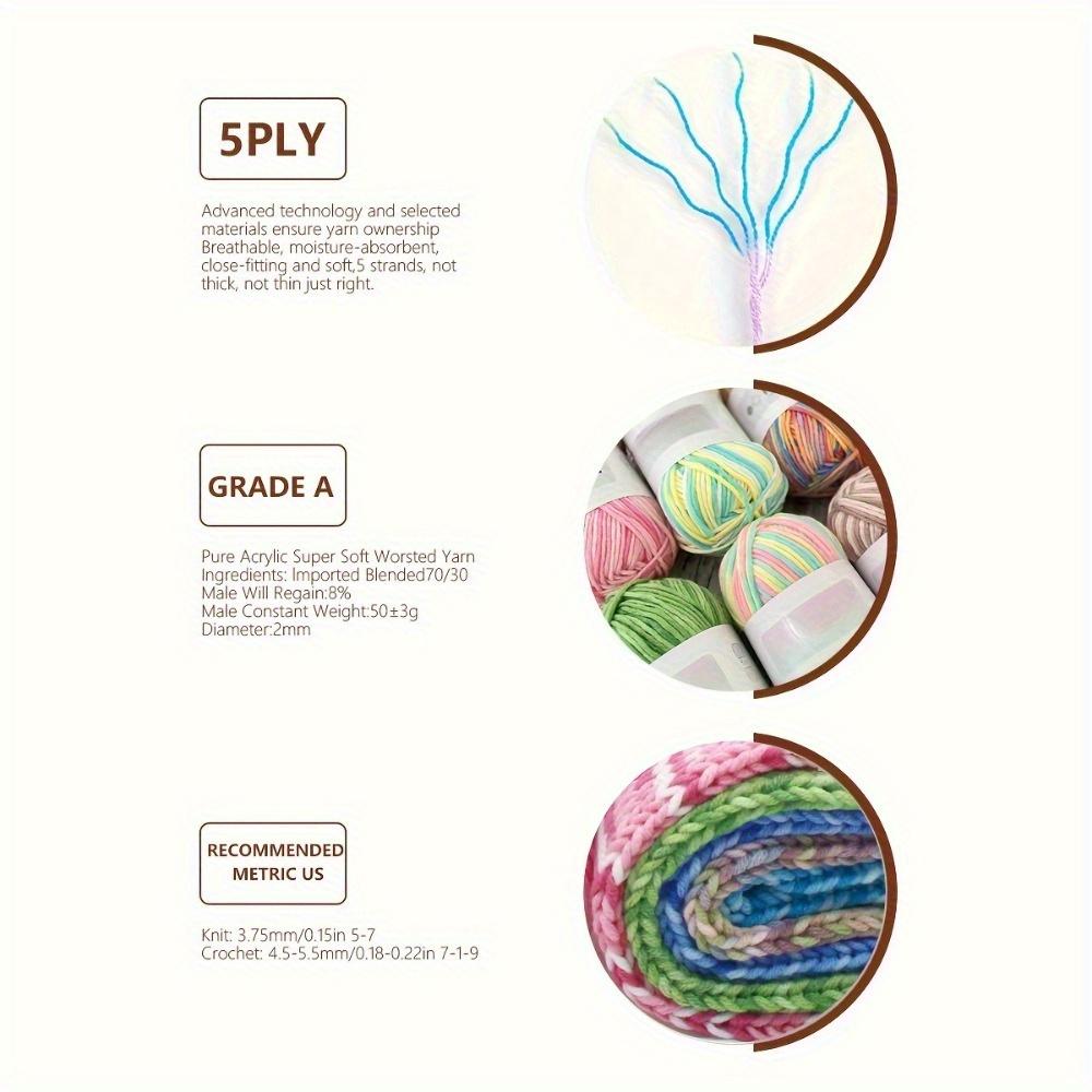 Набор акриловой пряжи из 4 шт., градиент смешанных цветов, мягкая пряжа для рукоделия для ручного машинного вязания крючком, идеально подходит для шарфов, свитеров, носков, перчаток, всего 7,05 унций