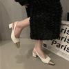 French Small Fragrant Style Color Matching Light Mouth Thick Heel Single Shoes Women's 2025 Spring New Fashion Bag Head Empty High Heel Sandals