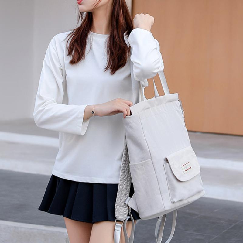 Новая модная женская сумка через плечо, простой стиль, повседневный рюкзак для ноутбука большой емкости, чистый цвет