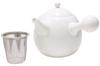White Porcelain Teapot Basket X X Cm Made In China (with Strainer) [13 10.5 11.3 (450cc)]