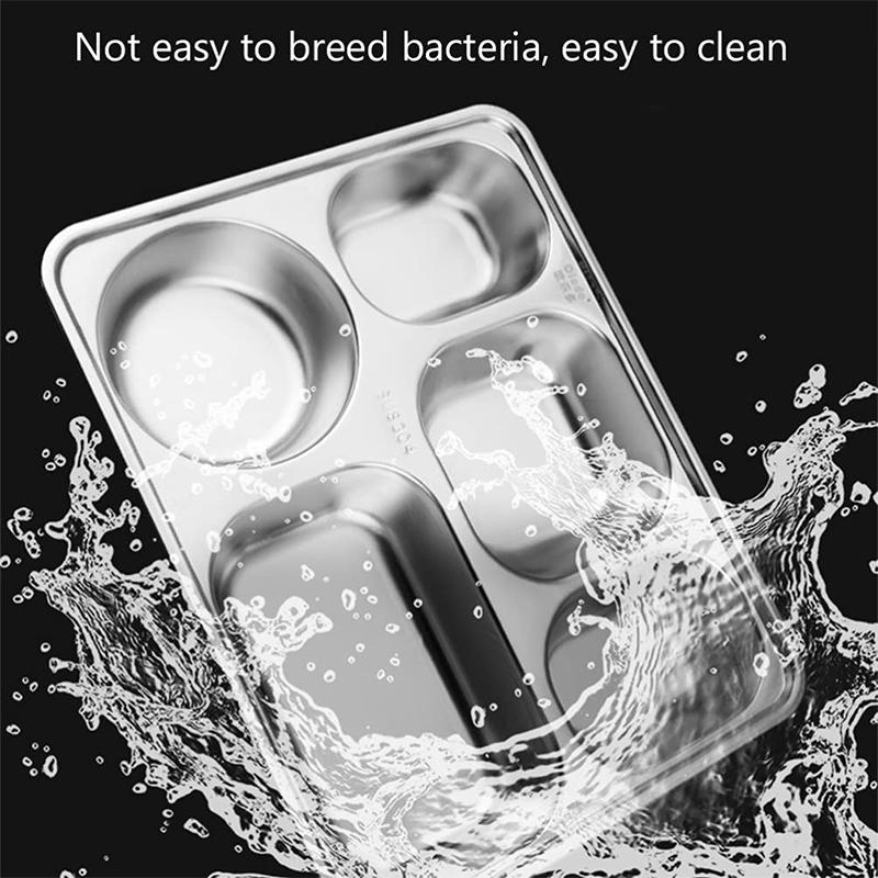 Разделенная тарелка из нержавеющей стали, поднос для обеда и ужина с 5 отделениями, детский школьный ланч-бокс, разделенный обед