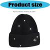 Acrylic Fibre Knitted Brimless Hat with Rhinestones Decors Winter Warm Skull Cap For Women Teens Girl Daily Outfit