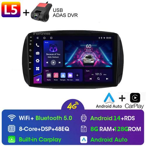 2Din Android 12 для Mercedes Smart 453 Fortwo 2014 - 2020 Автомагнитола Мультимедиа Плеер 1280*720 Экран Carplay Автомобильное Радио 2Din DVD