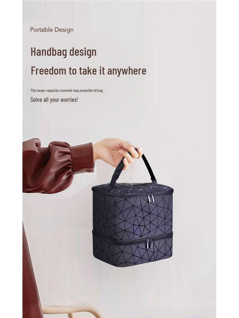 Dual-Layer Large-Capacity Cosmetic and Nail Polish Storage Bag