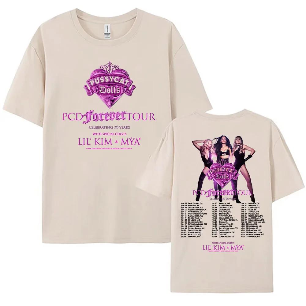 PCD FOREVER Tour Celebrating 20th Anniversary Tshirt The Pussycat Dolls Design Print Tshirts Short Sleeve Cotton Female Tees