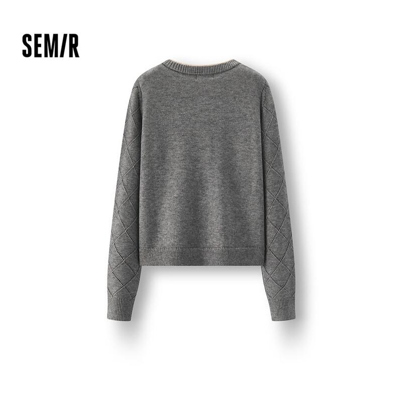 Женский короткий вязаный кардиган Semir с бантом и аргайлом, имитация двойки