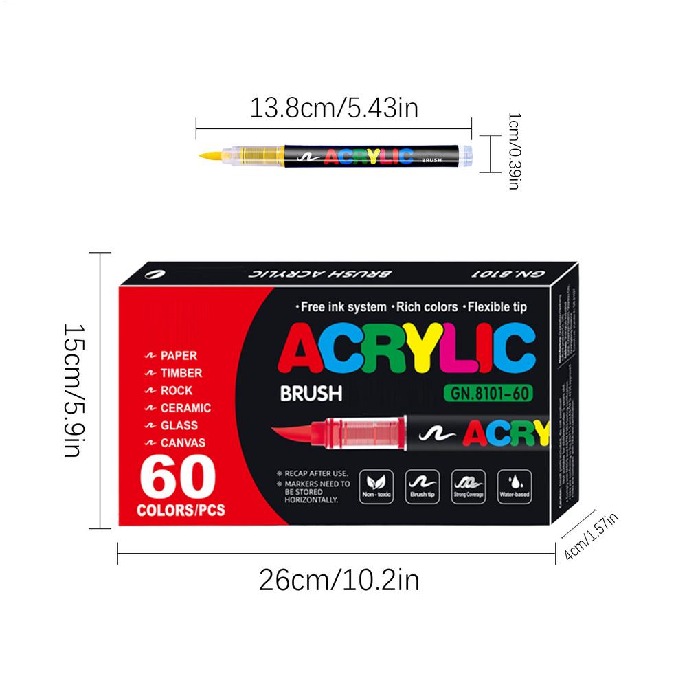 36/60/72 Цвета Акриловые Маркеры-Ручки для Рисования Кисть Маркер для Рисования по Камню Дереву Холсту, Рождественский Подарок DIY Ремесло