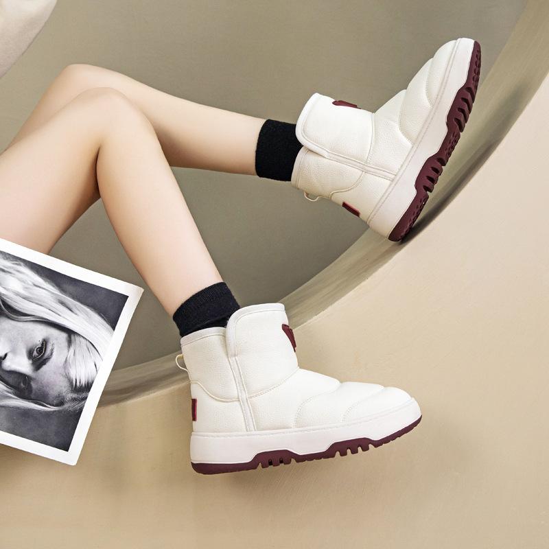 Женские зимние ботинки на толстой подошве с добавленным флисом, толстые, водонепроницаемые и противоскользящие, короткие хлопковые ботинки для снега для женщин в Северо-Восточном Китае