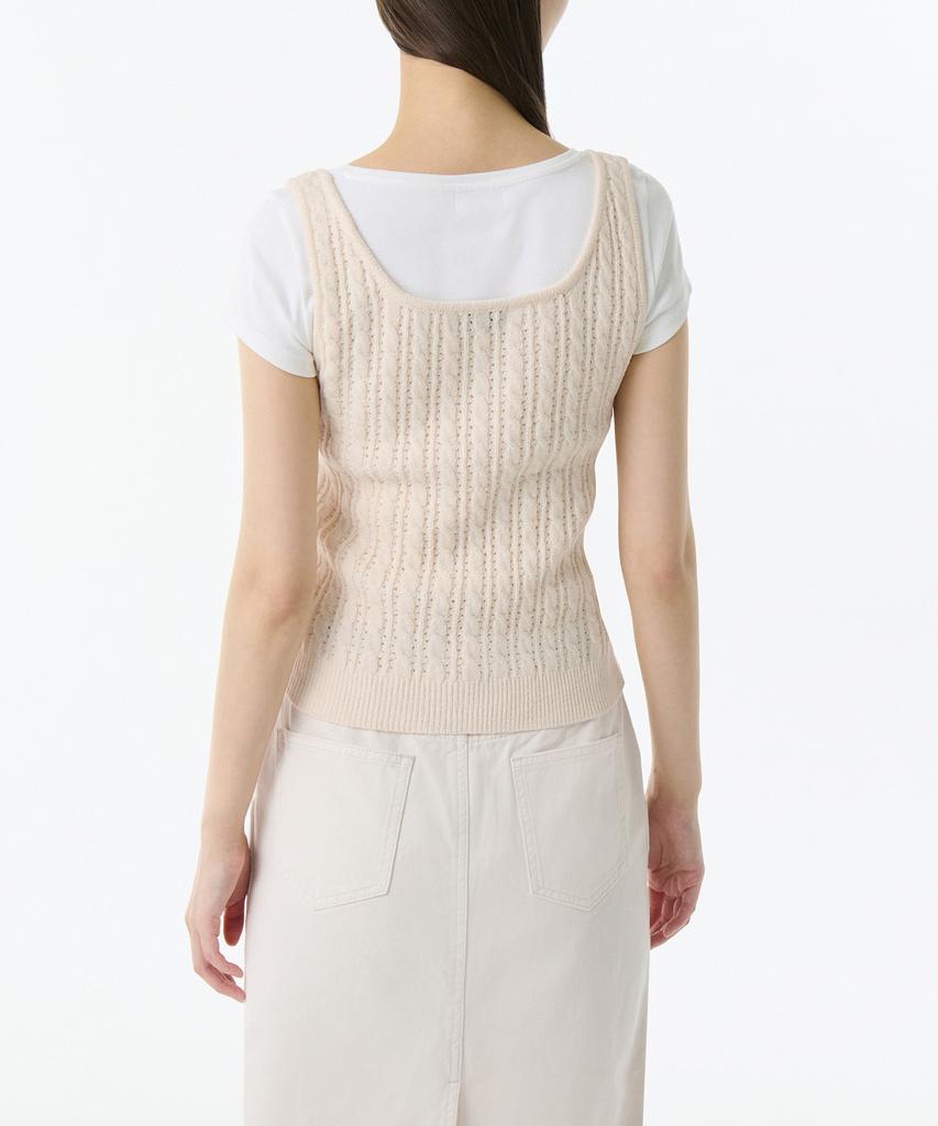 MUSINSA STANDARD WOMAN Женский вязаный безрукавный топ с косами [Кремовый]