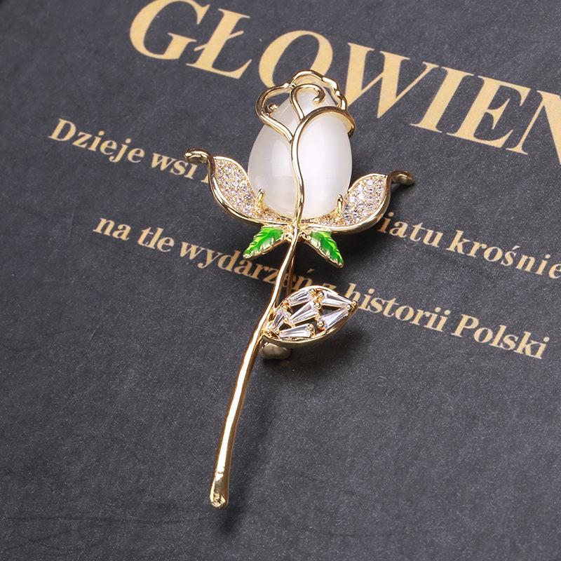 Blucome Gentle Rose Shape Brooch Female All-match Banquet Dress Corsage Accessories Elegant Pin Fashion Jewelry