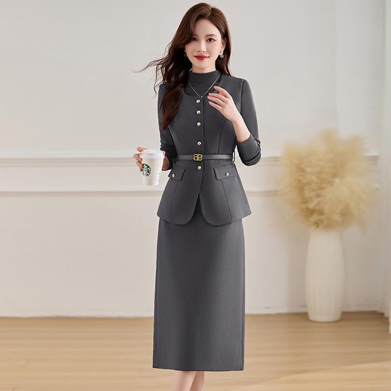 2025 Весенний женский комплект для похудения: рубашка, жилет и юбка