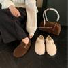 2025 Autumn and Winter New Round Head Fur Belt Buckle Soft Bottom Foot Cover Work Commuter Warm Women's Cotton Shoes