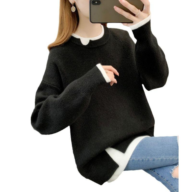 Женский свитер Осень и Зима Новый Свободный и Небрежный Стиль Верхняя одежда Пуловер Вязаный свитер