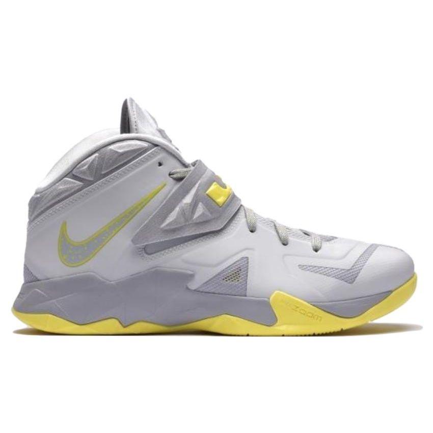 Nike LeBron Zoom Solider 7 Sonic Yellow Мужские кроссовки Pure-Platinum Wolf-Grey-Sonic-Yellow 599264-001