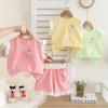 Girls' 2025 Summer Korean Lace T-Shirt & Shorts Set - Stylish Cartoon Design, Short-Sleeve, 2-Piece Trendy Outfit