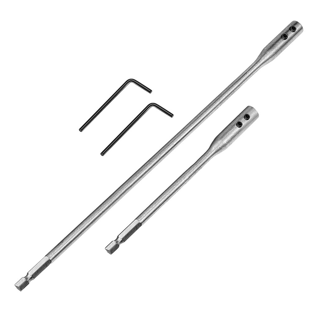 2Pcs Drill Bit Extensions 1/4'' Hexagonal Shank Tool Steel 6Inch and 12Inch for Tight Space Drilling
