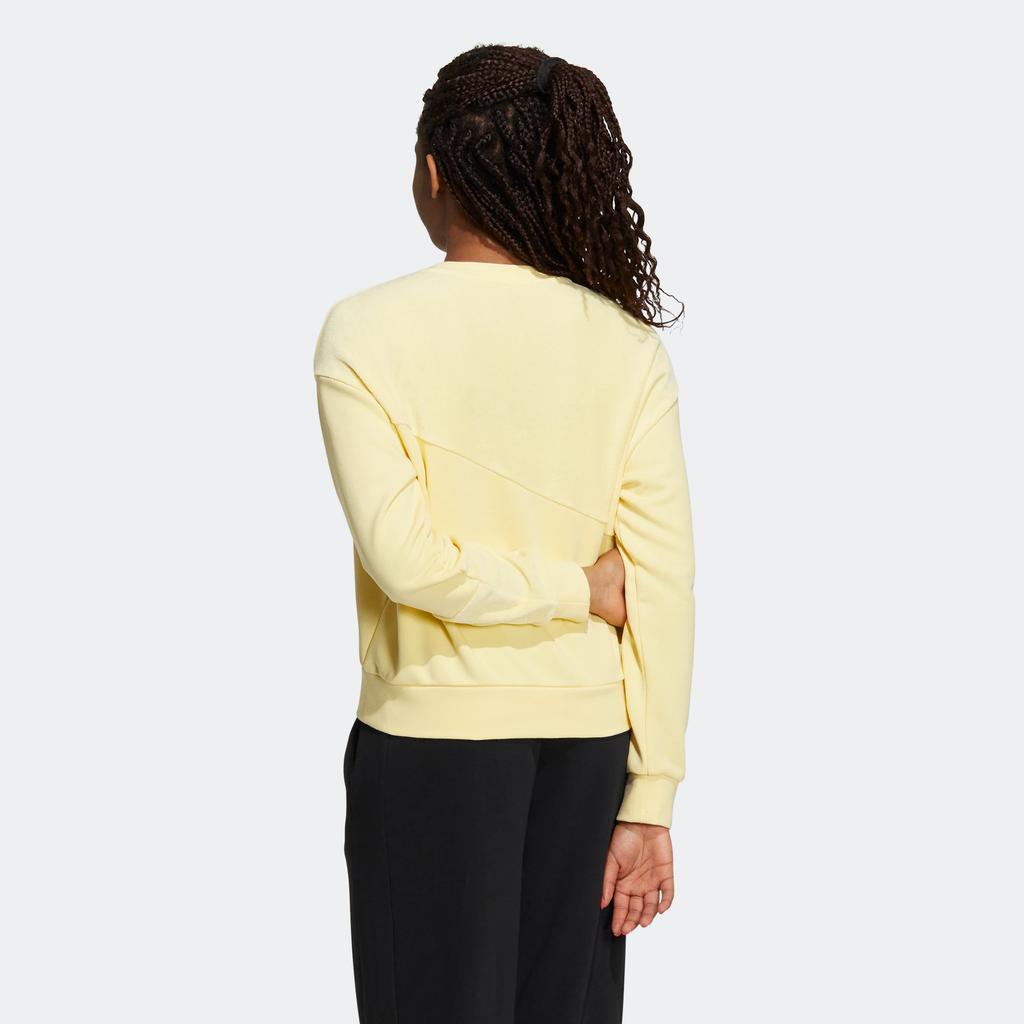 Adidas Neo Vibe Sweatshirt With Front Brand Logo Print Long Sleeve Sport Pullover Women Tops Yellow HN2370