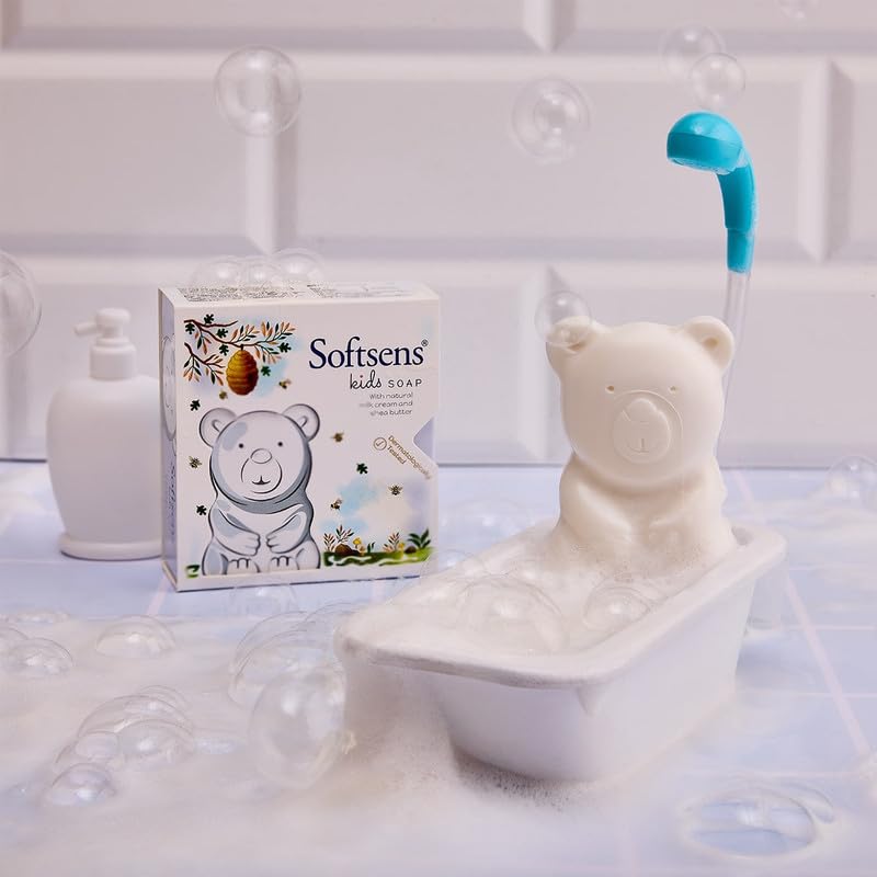 Мыло Softsens Kids Мишка 75г Упаковка 5 шт. Мягкое Питательное Увлажняющее Мыло-Брусок в Форме Животного Для Малышей Детей Возраст 2-10 лет