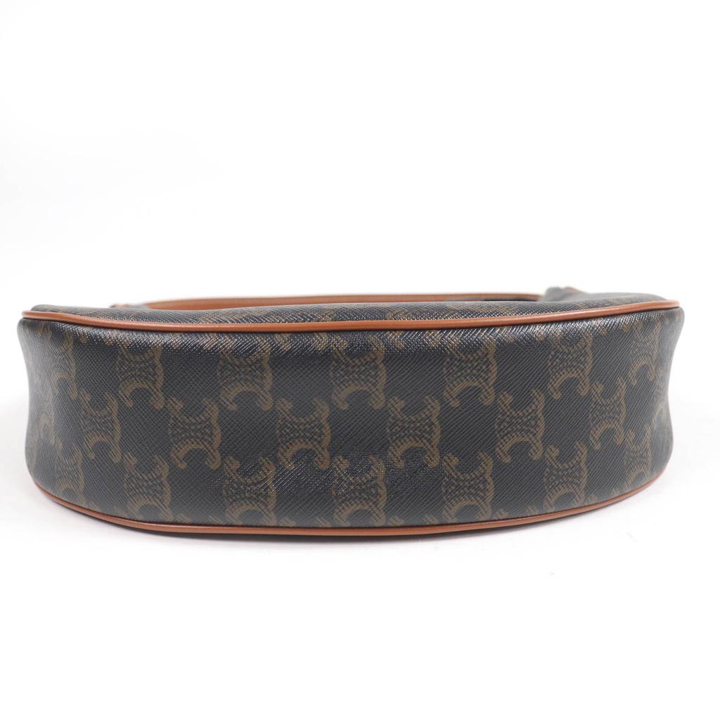 Celine Handbag Ava Triomphe One Shoulder Bag Leather Brown Coated Canvas 19395 Used