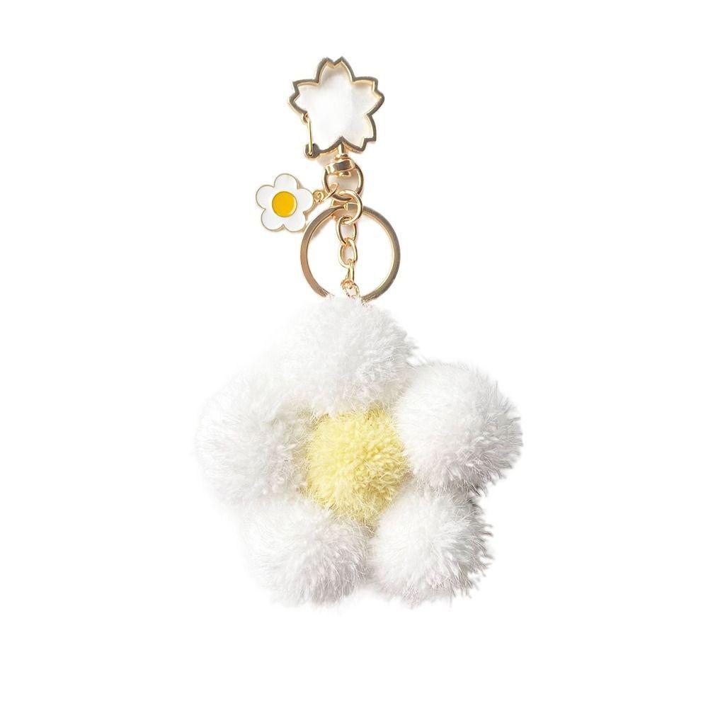 Chain Plushball Bag Pendant Backpack Charms Cartoon Plush Pendant Stuff Plush Toy Flower Keychain
