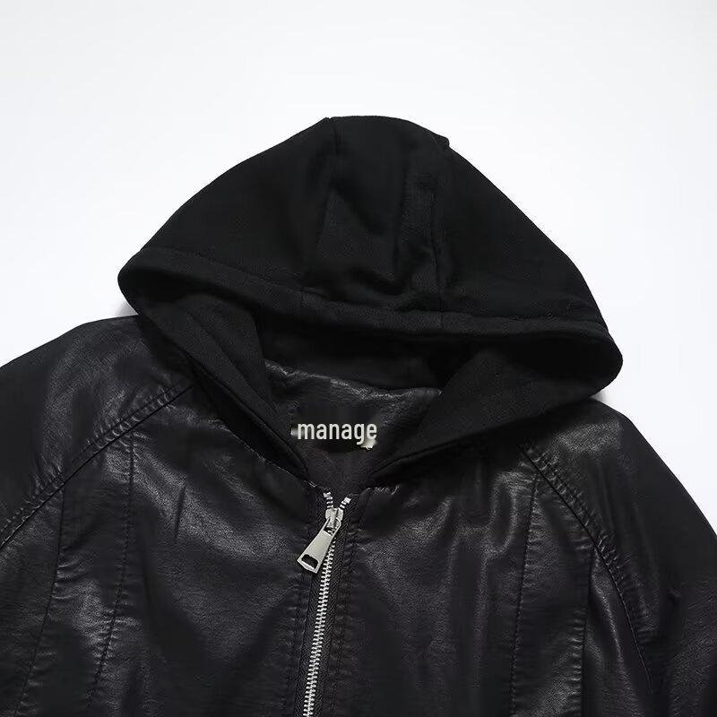 2024 Осень Женское пальто-толстовка с капюшоном в европейском и американском стиле из искусственной кожи