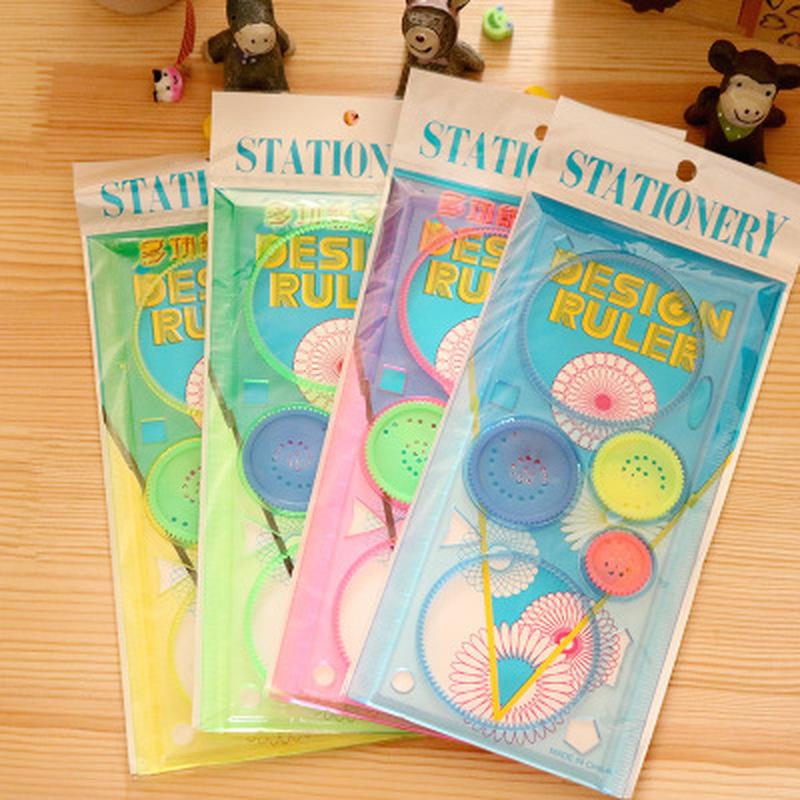 Painting Multi-function Puzzle Spirograph Geometric Ruler Drafting Tools for Students Drawing Toys