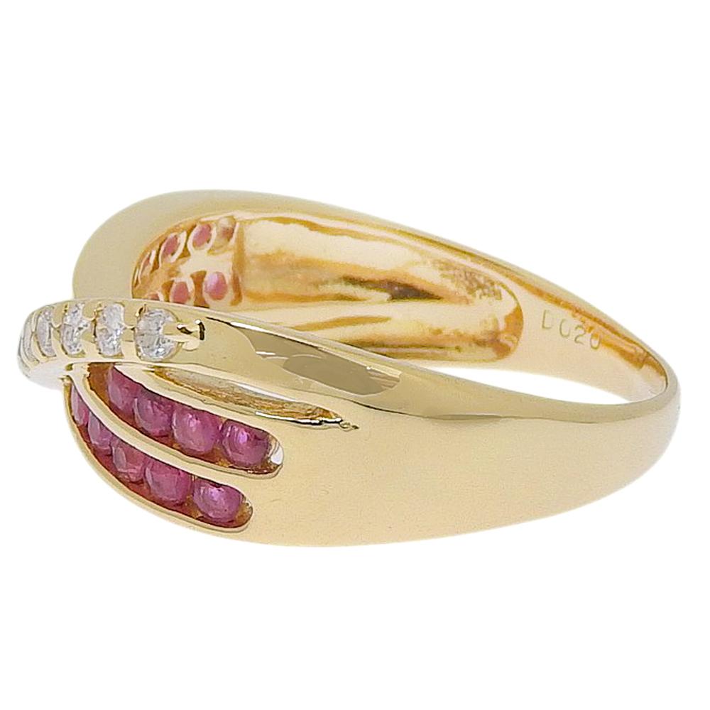 Ring K18 yellow gold/Ruby/diamond #7.0(US Size) 4.4g Women Used