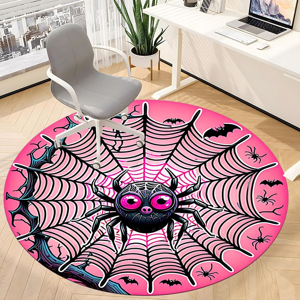 1pc Spider Web Office Round Area Rug, Indoor Mat Suitable ForOffice, Under Office Chairs Bedroom Living Room Home Decor, Room Deco, n54