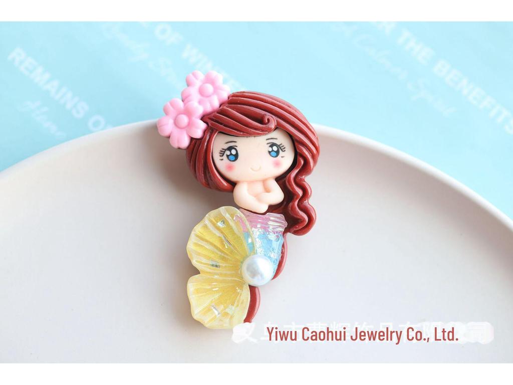 Кукла-русалка с жемчужной ракушкой и пайетками, магнит на холодильник и коробка для хранения украшений