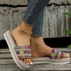 Women's Wedge Sandals  Fish Mouth Wedge Sandals Woven Hemp Rope Thick-soled Comfortable Sponge Cake Slippers